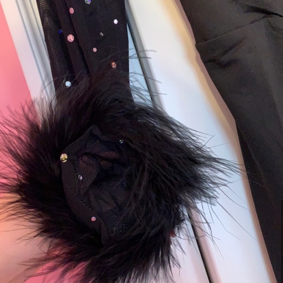 HP 🤩Women’s Glitter/Mesh/Feather sleeve Party Dress XS - Picture 3 of 5